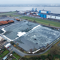 Storage site for monopiles Nordenham Surface reinforced with stabilenka for the storage of monopiles