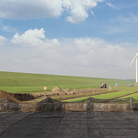 Zuidwester Wind Farm, Holland Earth reinforced with geogrids as a crane pad for wind turbine construction