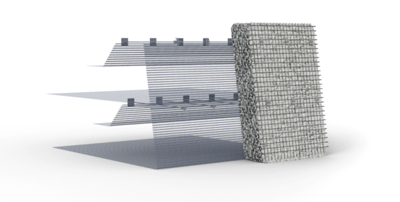 Sistema di gabbioni Fortrac Design naturale: sistema di gabbioni Fortrac in pietra naturale